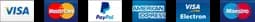 Visa, Mastercard, PayPal, American Express, Visa Electron ve Maestro